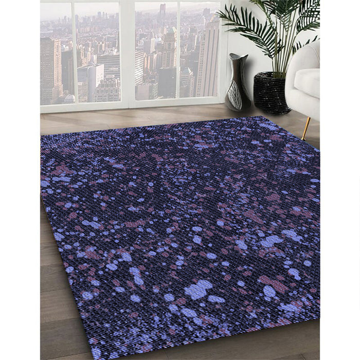 Patterned Deep Periwinkle Purple Rug in Family Room, pat3012blu