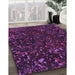 Patterned Purple Lily Purple Rug in Family Room, pat3012pur