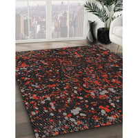 Patterned Black Brown Novelty Rug, pat3012