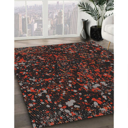 Machine Washable Transitional Black Brown Rug in a Family Room, wshpat3012