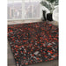 Patterned Black Brown Novelty Rug in Family Room, pat3012