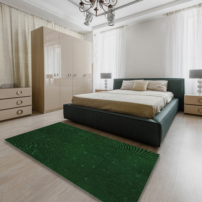 Round Machine Washable Transitional Deep Emerald Green Rug in a Office, wshpat3013grn