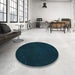 Round Patterned Deep Teal Green Rug in a Office, pat3013lblu