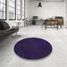 Round Patterned Night Blue Rug in a Office, pat3013pur