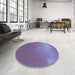 Round Patterned Purple Rug in a Office, pat3014blu