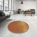 Round Patterned Mahogany Brown Rug in a Office, pat3014brn