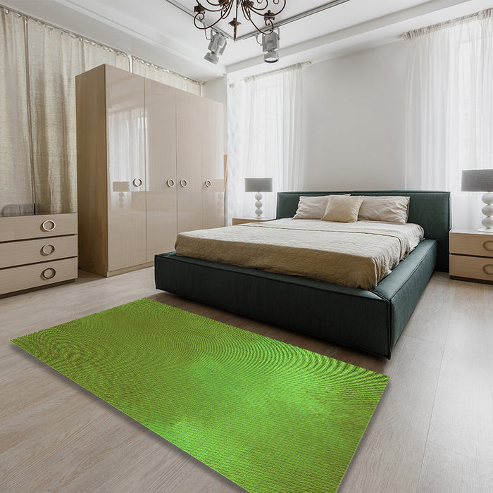 Patterned Seaweed Green Rug in a Bedroom, pat3014grn