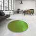 Round Patterned Seaweed Green Rug in a Office, pat3014grn