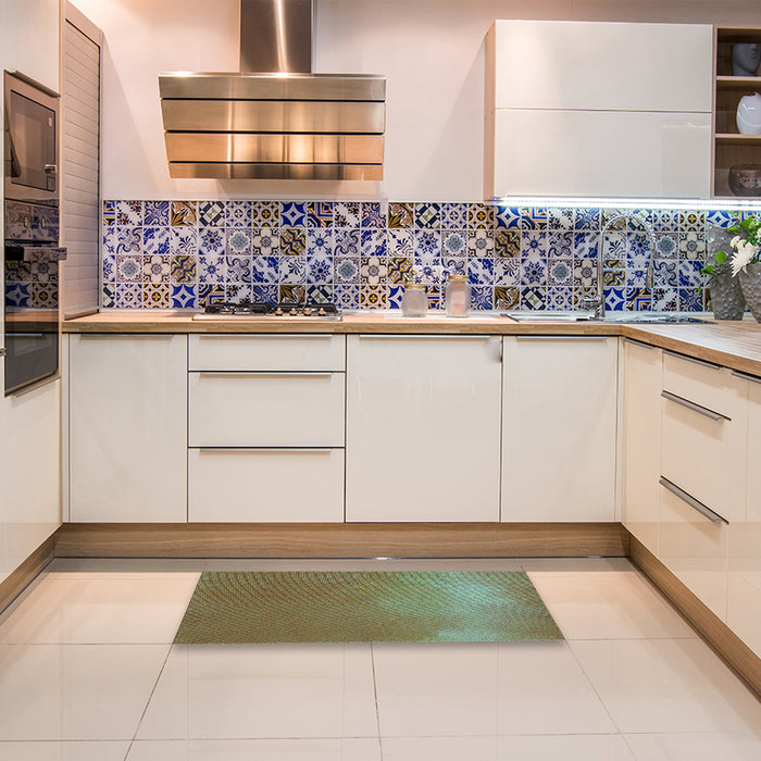 Patterned Oak Brown Rug in a Kitchen, pat3014lblu