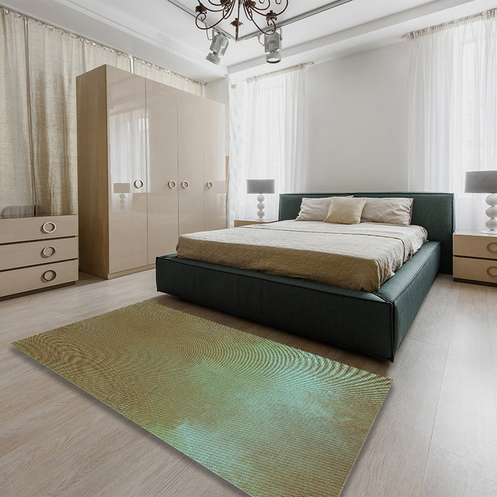 Patterned Oak Brown Rug in a Bedroom, pat3014lblu