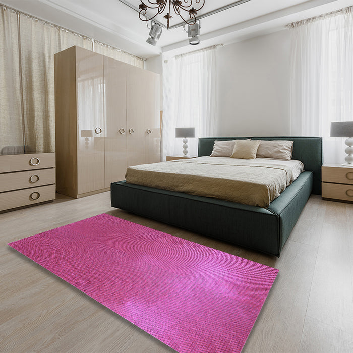Patterned Deep Pink Rug in a Bedroom, pat3014pur