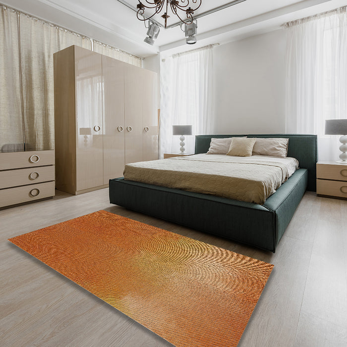 Machine Washable Transitional Orange Rug in a Bedroom, wshpat3014