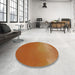 Round Patterned Orange Novelty Rug in a Office, pat3014