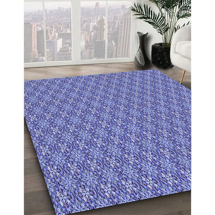 Machine Washable Transitional Denim Blue Rug in a Family Room, wshpat3016blu