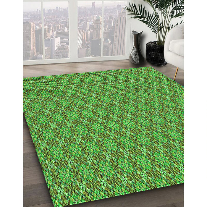 Machine Washable Transitional Green Rug in a Family Room, wshpat3016grn