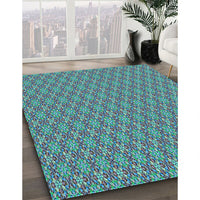 Patterned Turquoise Green Rug, pat3016lblu