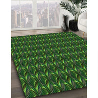 Patterned Dark Lime Green Rug, pat3018grn