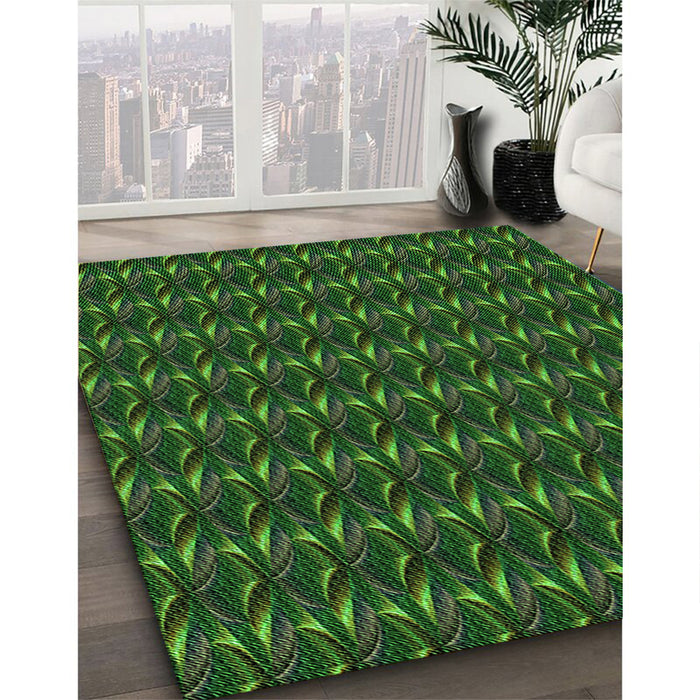 Machine Washable Transitional Dark Lime Green Rug in a Family Room, wshpat3018grn