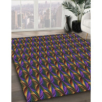 Patterned Dark Purple Novelty Rug, pat3018