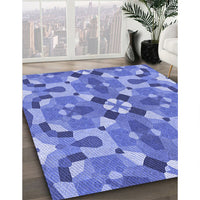 Patterned Denim Blue Rug, pat3019blu