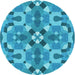 Square Machine Washable Transitional Bright Turquoise Blue Rug in a Living Room, wshpat3019lblu