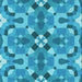 Round Patterned Bright Turquoise Blue Rug, pat3019lblu