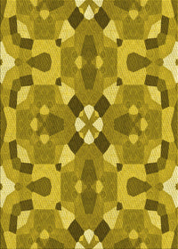 Machine Washable Transitional Dark Yellow Green Rug, wshpat3019yw