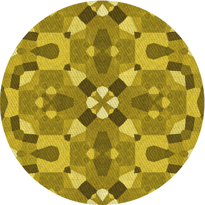 Square Patterned Dark Yellow Green Rug, pat3019yw