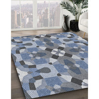 Patterned Light Steel Blue Novelty Rug, pat3019