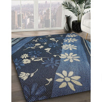 Patterned Deep-Sea Blue Novelty Rug, pat301