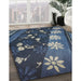 Patterned Deep-Sea Blue Novelty Rug in Family Room, pat301