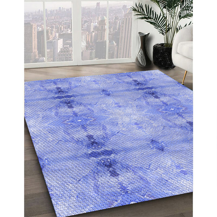 Patterned Light Slate Blue Rug in Family Room, pat302blu
