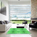 Machine Washable Transitional Neon Green Rug in a Kitchen, wshpat302grn