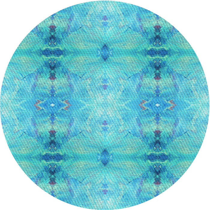 Square Patterned Dark Turquoise Green Rug, pat302lblu