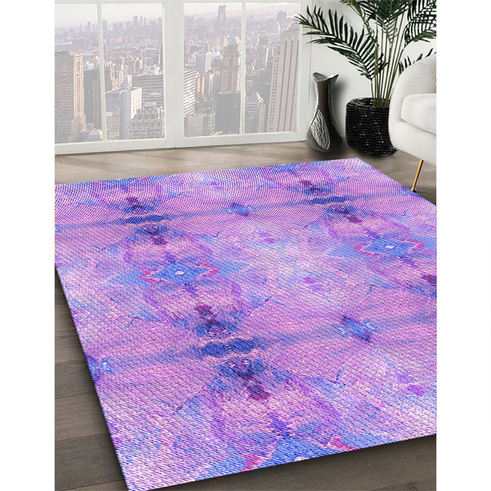 Patterned Bright Lilac Purple Rug in Family Room, pat302pur