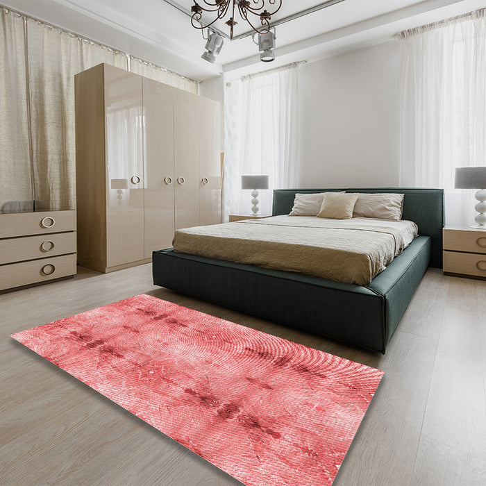 Patterned Light Coral Pink Rug in a Bedroom, pat302rd