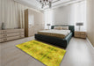 Patterned Golden Yellow Rug in a Bedroom, pat302yw