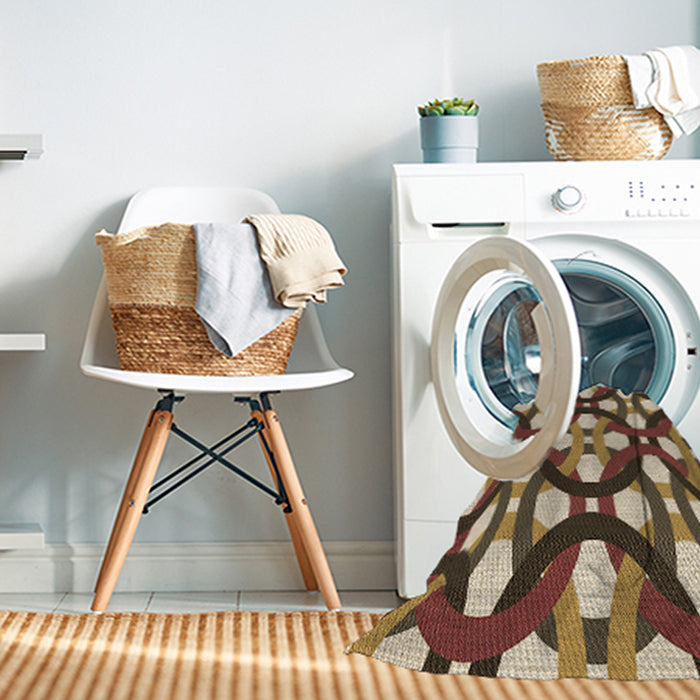 Machine Washable Transitional Red Brown Rug in a Washing Machine, wshpat3020brn