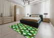 Patterned Green Rug in a Bedroom, pat3020grn