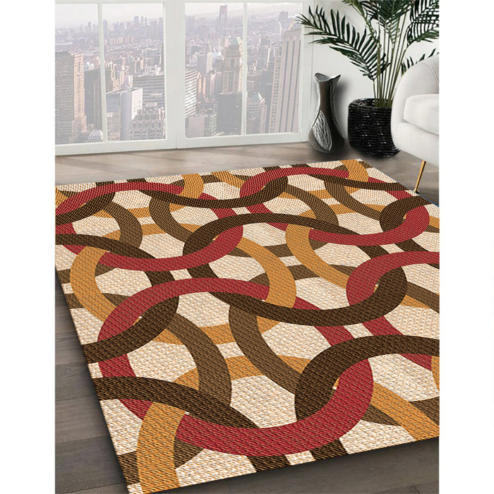 Patterned Brown Sand Brown Rug in Family Room, pat3020org