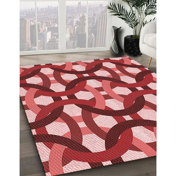 Machine Washable Transitional Light Coral Pink Rug in a Family Room, wshpat3020rd