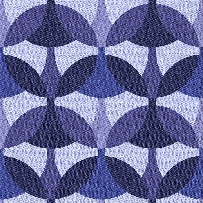 Round Patterned Denim Dark Blue Rug, pat3021blu