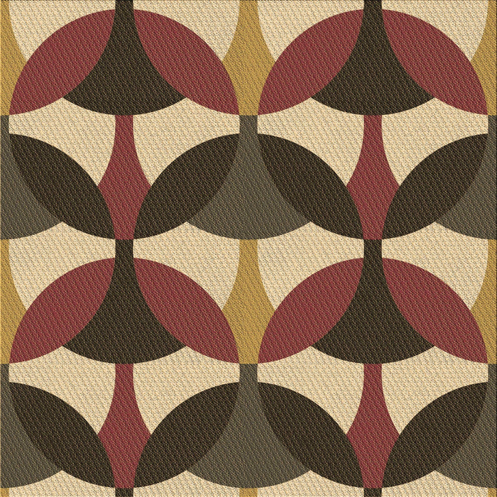 Round Patterned Red Brown Rug, pat3021brn