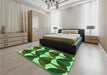 Patterned Dark Forest Green Rug in a Bedroom, pat3021grn