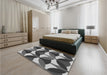 Patterned Black Rug in a Bedroom, pat3021gry