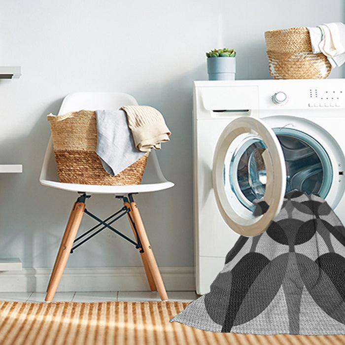Machine Washable Transitional Black Rug in a Washing Machine, wshpat3021gry