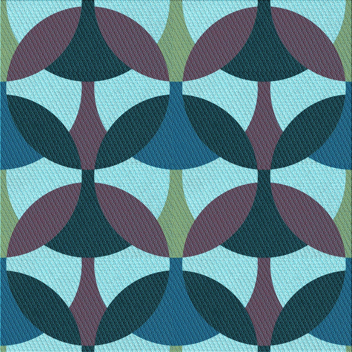 Round Patterned Dark Blue Grey Blue Rug, pat3021lblu