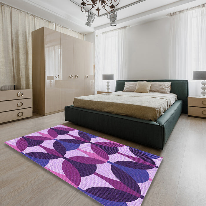 Round Machine Washable Transitional Dark Magenta Purple Rug in a Office, wshpat3021pur