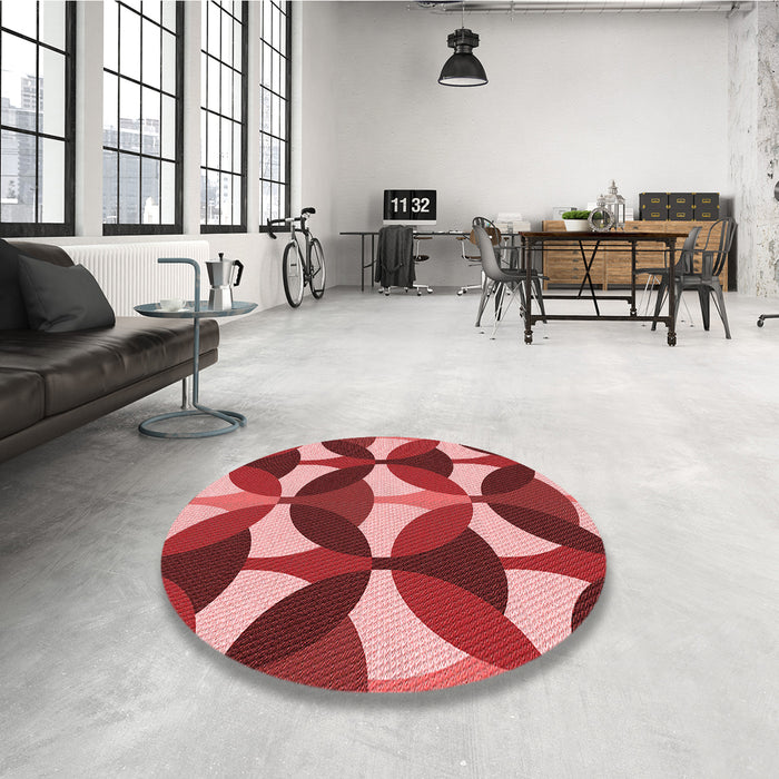 Round Patterned Pastel Red Pink Rug in a Office, pat3021rd