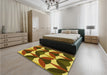 Patterned Red Brown Rug in a Bedroom, pat3021yw
